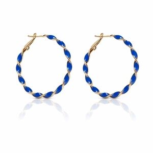 Elegant Blue and Gold Hoop Earrings